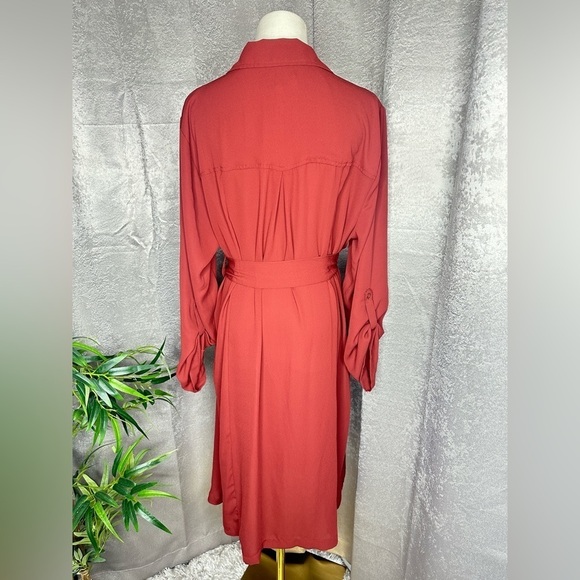 Torrid Belted Sheer Coat Roll-Tab Sleeve in Copper Sz 0/L - Picture 9 of 12